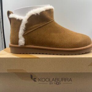 NEW UGG Koola Ultra Mini Boots Women’s Size 10 Chestnut Suede Faux Fur Lined NIB